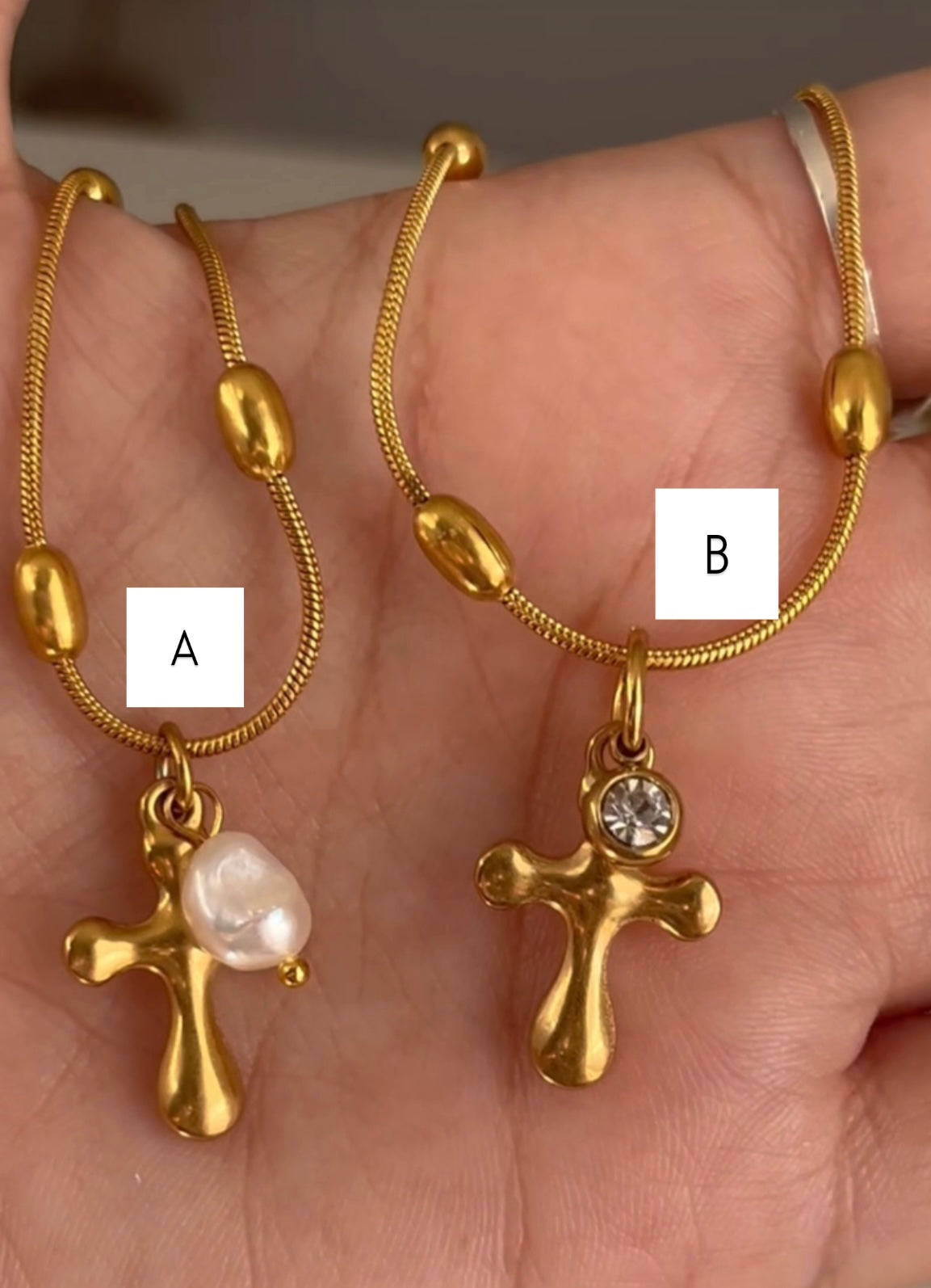 Cross and pearl necklace