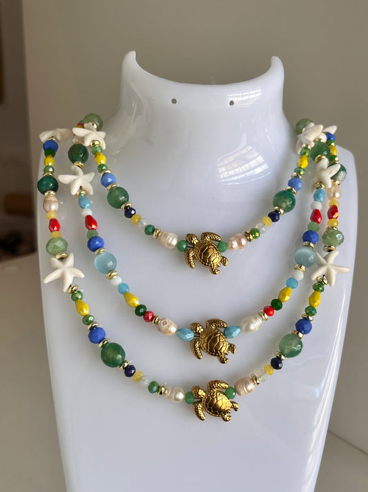 Colorful turtle necklace