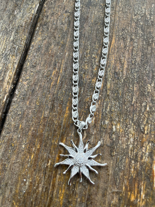 Silver Sunflower Necklace