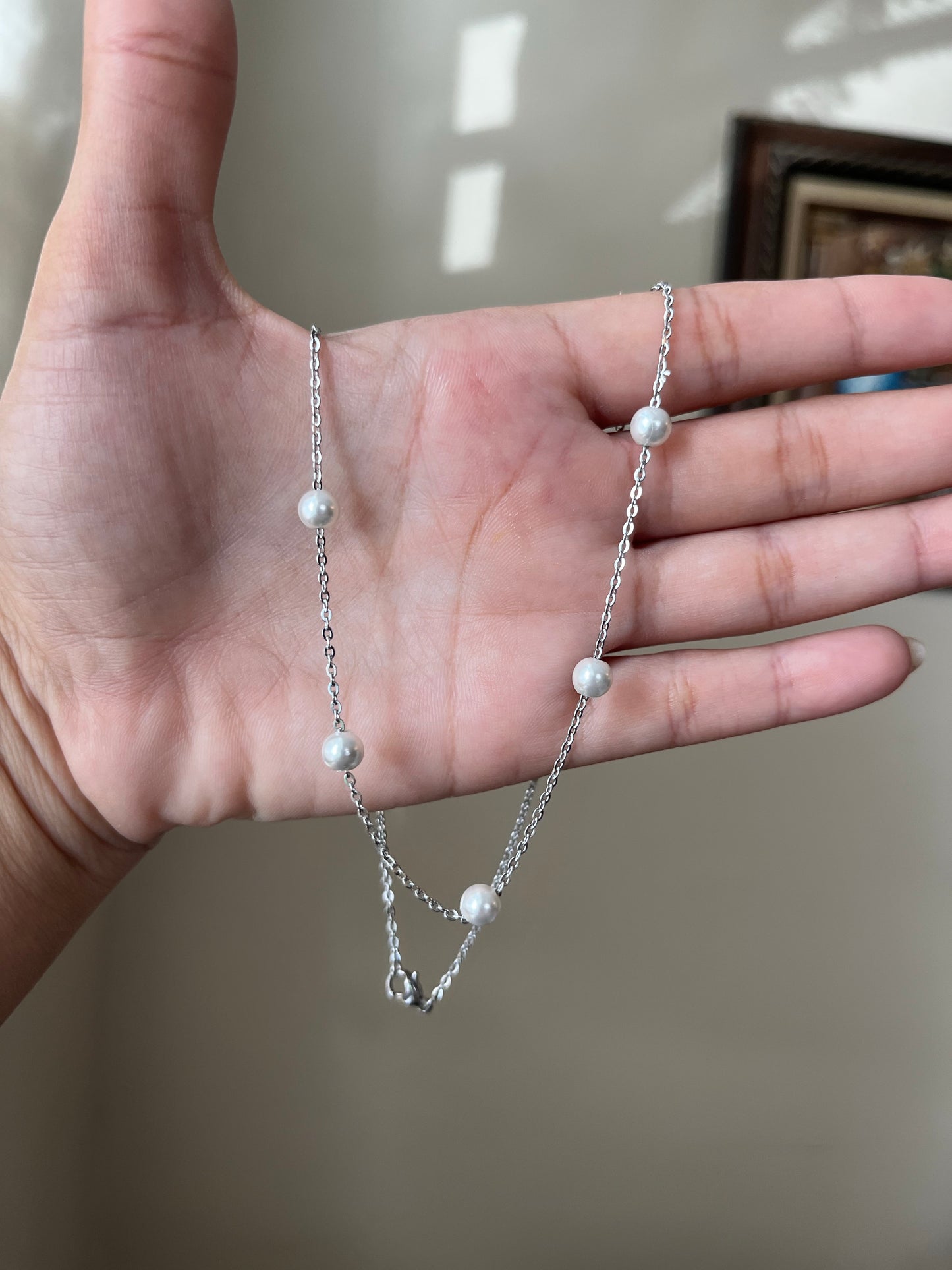 Pearl Silver Necklace (Cadena Perlas)